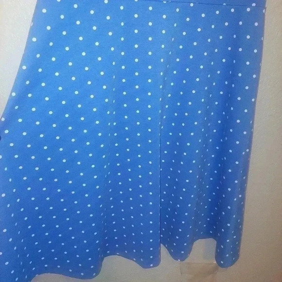 Talbots Blue White Polka Dot Sleeveless Dress Back Zip Love Lucy Size Medium - Picture 4 of 7